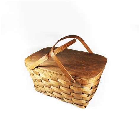 Woven Wood Picnic Basket Basketville Vermont Large Storage Basket