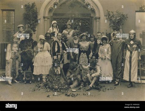 Archive Image Of Amateur Dramatics Group Wearing Theatre Costume C1910s