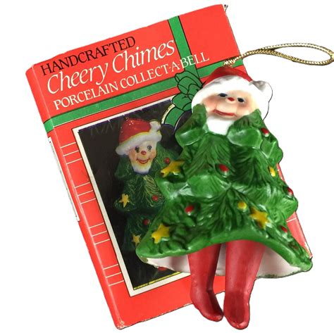 Tco Cheery Chimes Collect A Bell Porcelain Bell Ornaments Christmas Tree With Legs Vintage