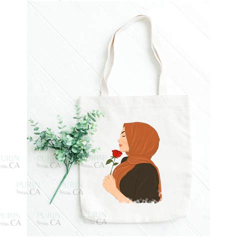 Jual Tote bag Kanvas Custom Gambar Wanita Hijab / Hijabers | Shopee ...