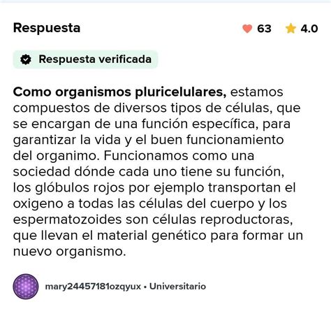 Qu Cosas Como Individuo Pluricelular Pueden Realizar Gracias A Estas