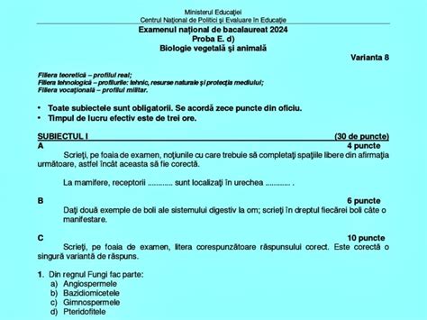 ULTIMA ORĂ Subiecte Anatomie Biologie vegetală și animală Chimie și