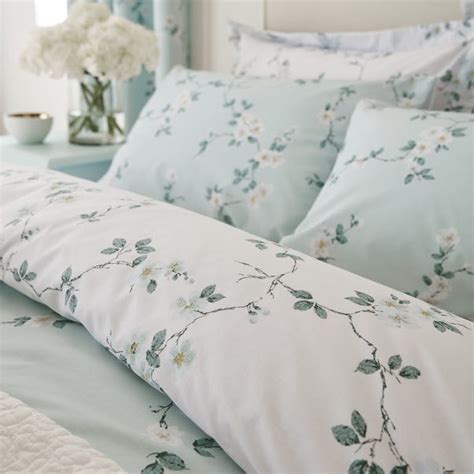 Edith Duck Egg Floral Reversible Duvet Cover And Pillowcase Set Dunelm