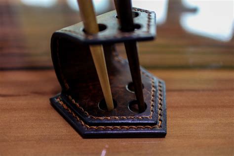 Leather Pen Holder Pen Stand Pencil Desk Organiser Etsy