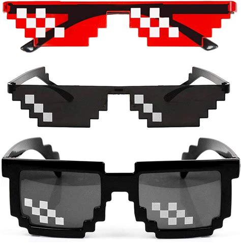 Buy 2 Pack Thug Life Sunglasses Men Women Glass 8 Bit Pixel Mosaic Glasses Photo Props Unisex