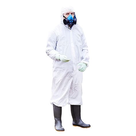 White Disposable Coveralls With Hood M 5 Pack Disposable Hazmat Suits