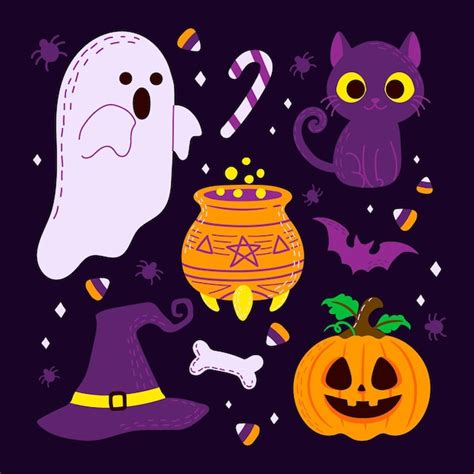 Free Vector Hand Drawn Halloween Spooky Element Collection