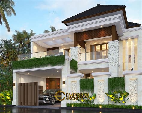 Desain Tampak Depan Dengan Pagar Rumah Villa Bali 2 Lantai Bapak Bayu