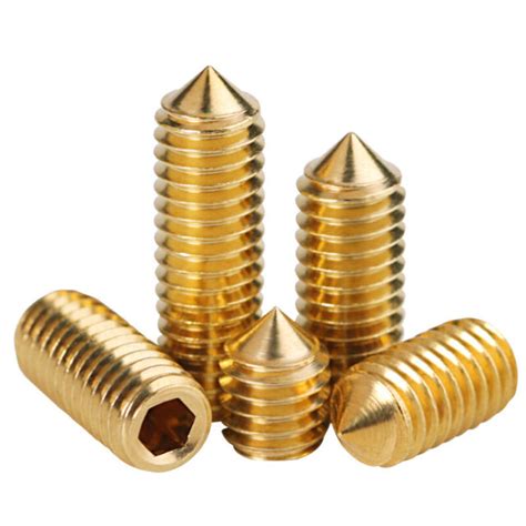 M3 M4 M5 M6 Solid Brass Grub Screw Cone Point Allen Hex Socket Set