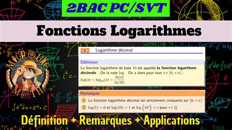 Logarithme D Cimal Fonctions Logarithmes D Finition Remarques Et