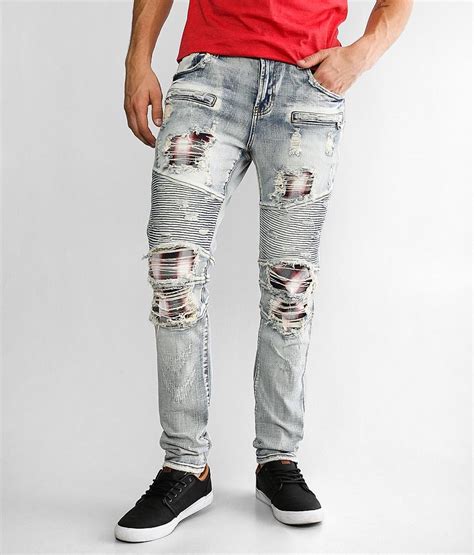 Preme Moto Skinny Stretch Jean Mens Jeans In Indigo Buckle