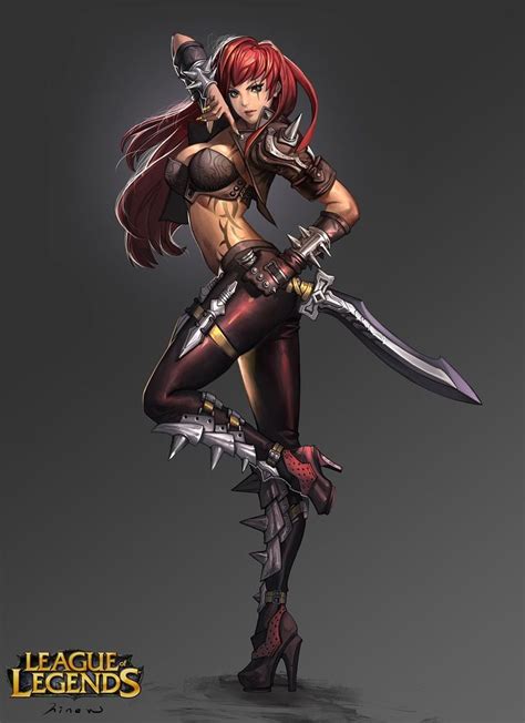 League Of Legends Game Character With Red Hair League Of Legends Katarina League Of Legends