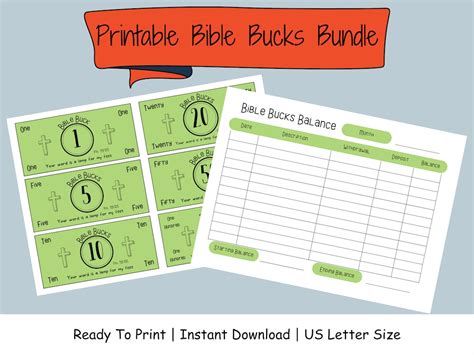 Instant Download Printable Bible Bucks Sunday School Teachers Bible