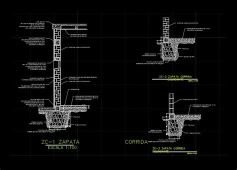 Corte Fachada Detalle Cimentacion En Dwg Mb Librer A Cad