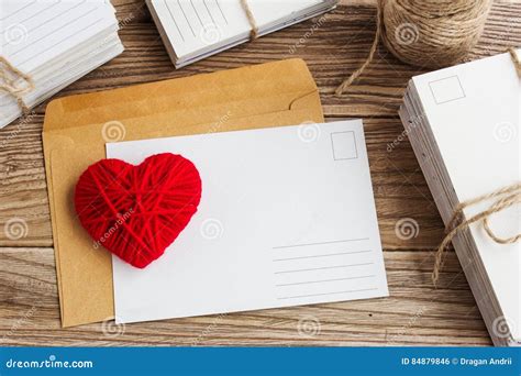 Empty Postcard Postcrossing Red Heart Love Letter Stock Photo Image