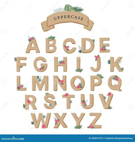 Wood Pattern Alphabet Letter Uppercase Graphic Font Stock Vector