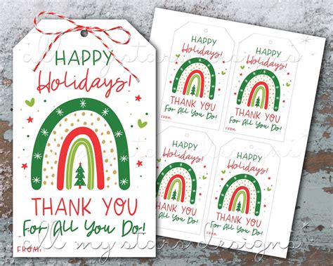 PRINTABLE Happy Holidays Thank You for All You Do Christmas - Etsy