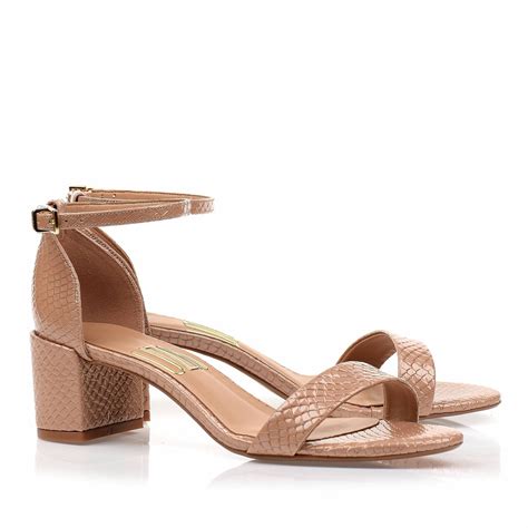 Sandália Salto Médio Snake Nude UZA Shoes Sapatos Femininos