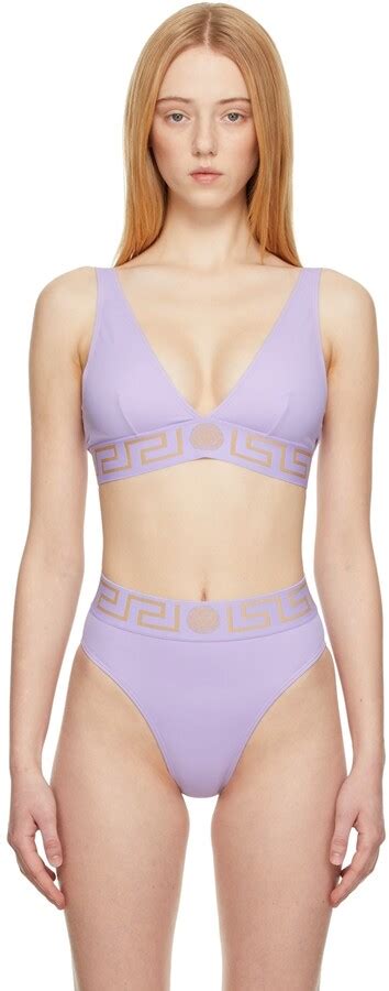 Versace Underwear Purple Greca Border Triangle Bikini Top ShopStyle