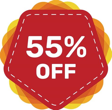 55 Off Discount Sticker Special Offer Sale Red Tag Isolated Vector