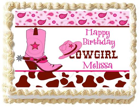 Edible Pink Cowgirl Boots Image Cake Topper 14 Sheet 105 X 8