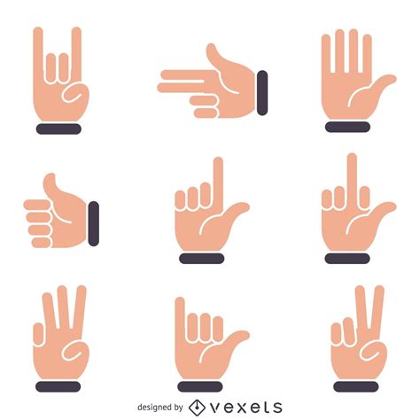 Flat Hand Signs Illustrations Vector Download