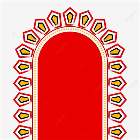 A Red Door With Yellow And White Designs On It Illustration