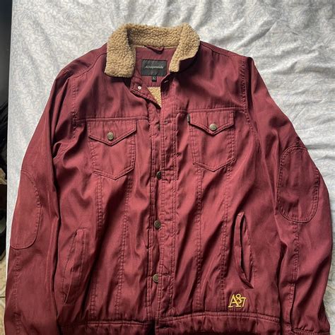 Large A Ropostale Mens Burgundy Jacket Has Seen A Depop