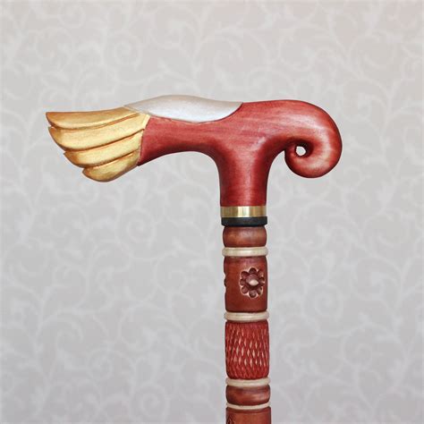 Women S Walking Cane Elegant Wooden Cane With Gold Handle Etsy