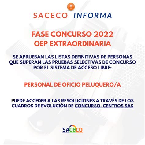 CONCURSO 2022 LISTADOS DEFINITIVOS PERSONAL DE OFICIO PELUQUERO A