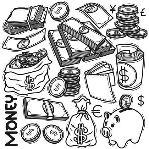 Set Money Hand Drawn Doodle 8693239 Vector Art at Vecteezy