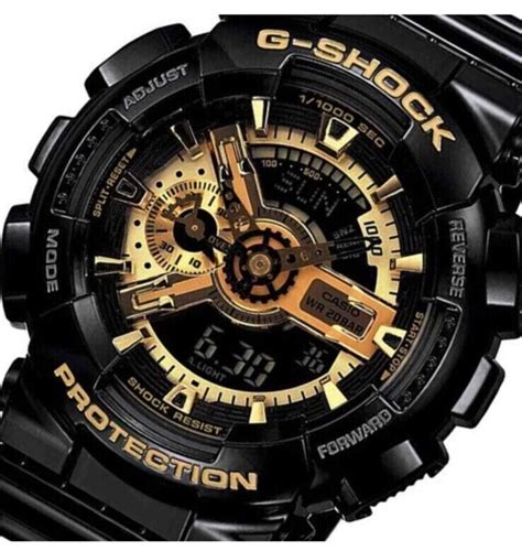 Casio Shock Analog Digital Dial Black Gold Rugged Resin Men Watch Ga100