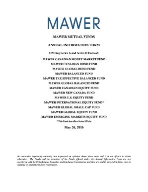 Fillable Online MAWER MUTUAL FUNDS ANNUAL INFORMATION FORM Fax Email ...