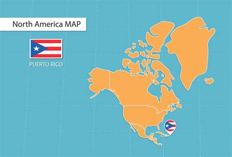 mapa de puerto rico en américa, iconos que muestran la ubicación y las banderas de puerto rico ...