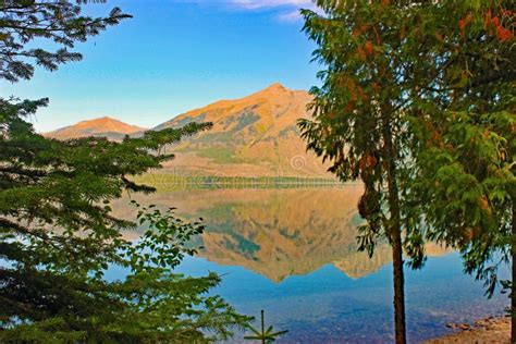 Glacier National Park Trees, Lakes and Mountains Stock Photo - Image of ...