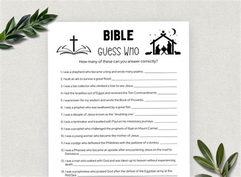 Printable Bible Trivia Guess Who Game Bible Games Fun Christian