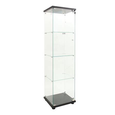 Wddh Floor Standing Curio Glass Display Cabinet 4 Shelves With Led Lights And Door 64 7 16 7