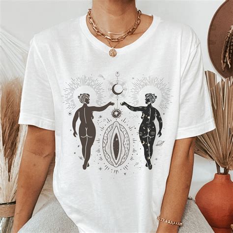 Femme Lesbian Shirt Sapphic Pride Shirt Celestial Moon Tshirt Witchy Queer Girl Shirt