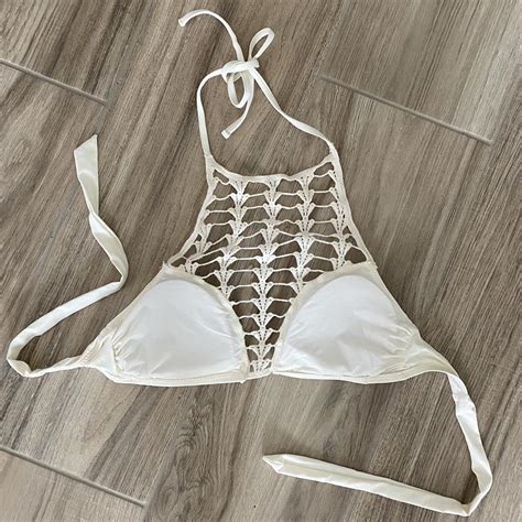 Halter Top White Bikini Size Medium This Bikini Depop