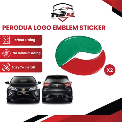 Pcs Perodua Logo Epoxy Sticker Emblem Reflecting Sticker Front Rear