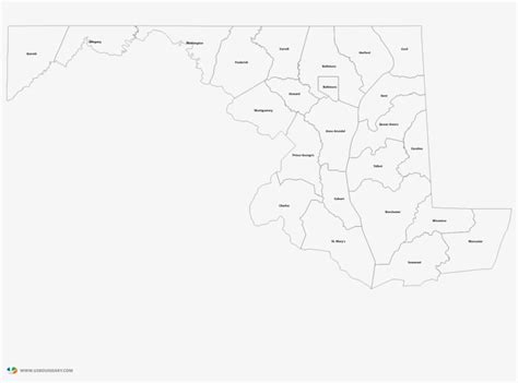 Maryland Counties Outline Map - Drawing - 1584x1123 PNG Download - PNGkit