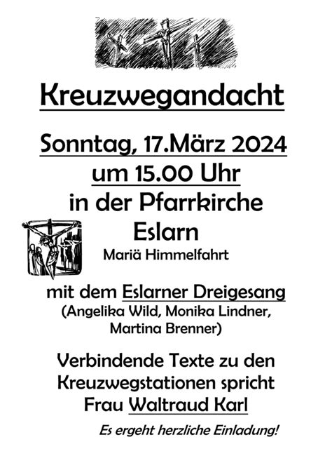 Kreuzwegandacht Dreigesang Pfarrei Eslarn