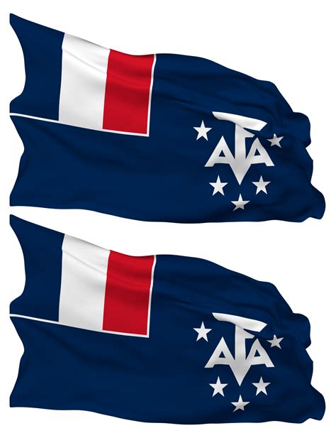 French Southern And Antarctic Lands Taaf Flag Waves Isolated In Plain