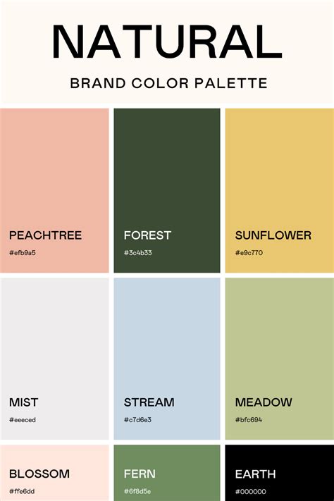 Natural Brand Color Palette W Pairing And Contrast Guide Brand Color