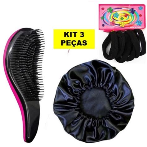 Kit Antifrizz Escova M Gica Desembara A Cabelo Touca De Cetim Para