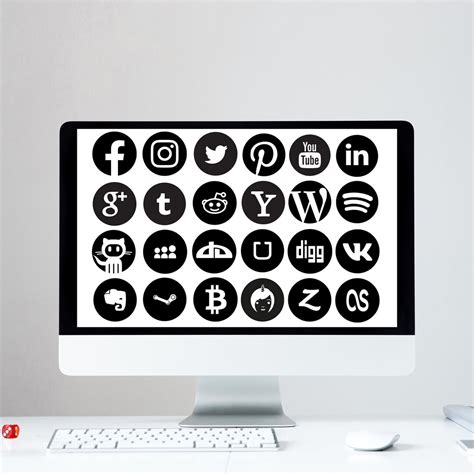 Social Media Icon Svg Bundle 90 Icons Solid Blackgrey Facebook