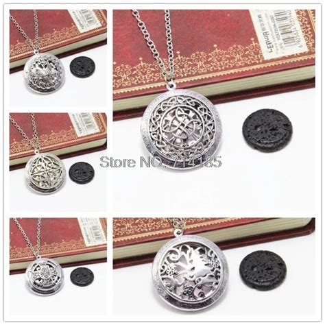 2024 Lava Stone Essential Oil Diffuser Necklace Locket Celtic Knot Deer