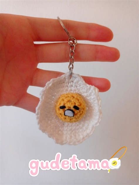 Llavero de amigurumi de Gudetama Patrón de ganchillo Llaveros