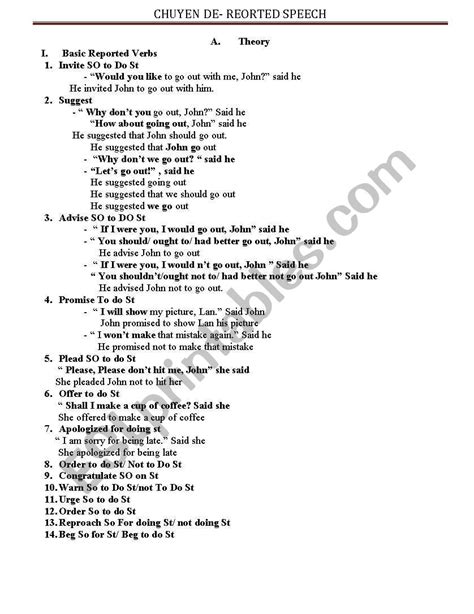 reported speech lesson 2 - ESL worksheet by khuonghunglinh