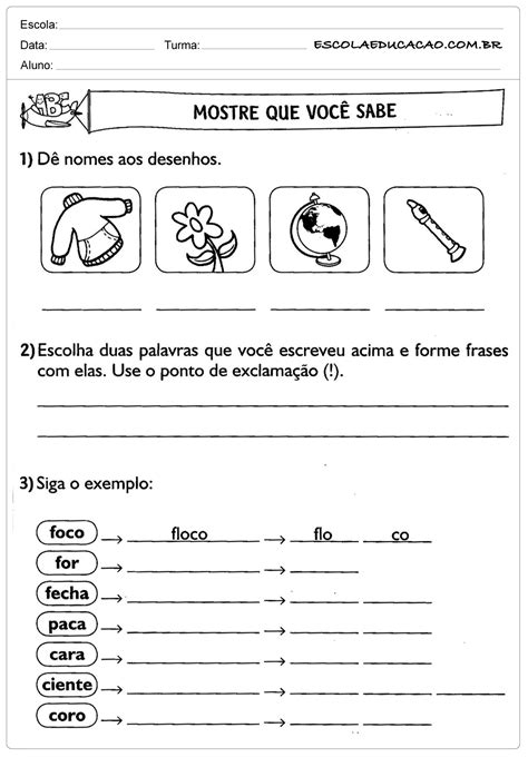 Atividades De Portugu S Ano Complete Escola Educa O